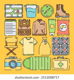 Camping and Outdoor Recreation Equipment Illustration