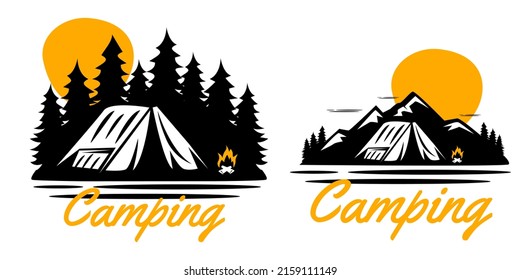 Camping Outdoor Recreation Logo, Hiking Concept.