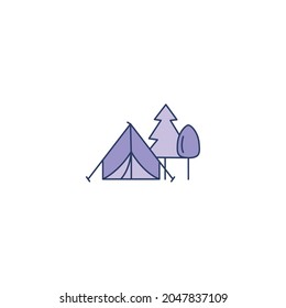 Camping outdoor tent icon vector