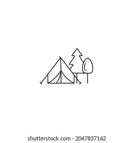 Camping outdoor tent icon vector