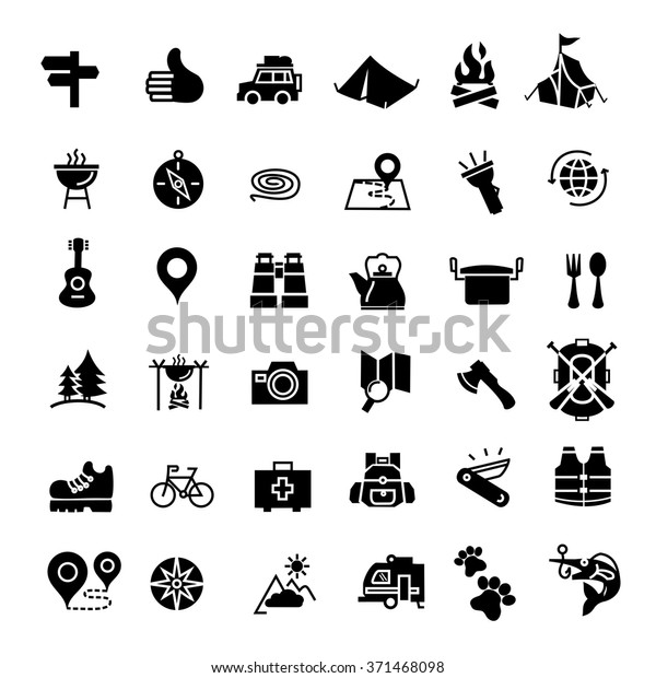 Camping, outdoor,\
travel. icon set\
vector.