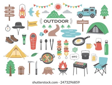 Camping- und Outdoor-Vektorillustration