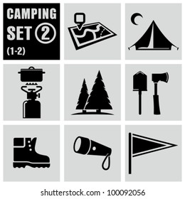 Camping and outdoors icons set 2.