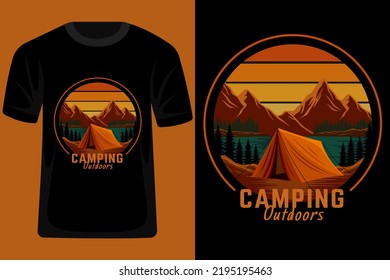 Camping Outdoors Retro Vintage T Shirt Design