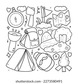 ilustración vectorial de esquema de camping