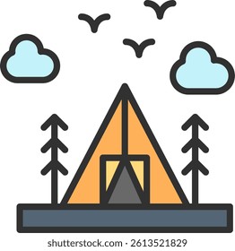 Camping Outline Filled Style Icon