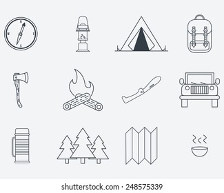 Camping outline icons