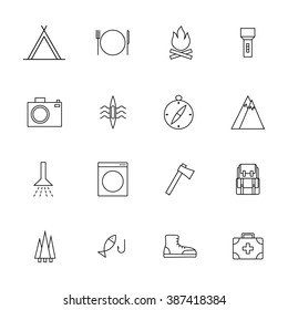 camping outline icons
