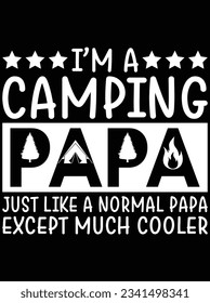 I'm a camping papa just like a normal papa except much cooler vector art design, eps file. design file for t-shirt. SVG, EPS cuttable design file