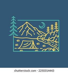 Camping in Paradise Monoline Design for Apparel