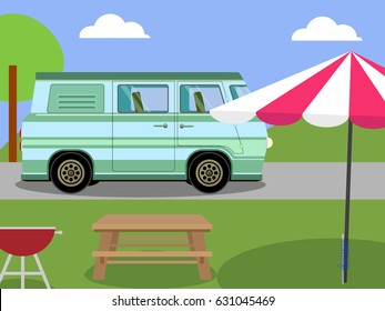 camping  park flat style illustration