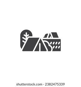 Camping park vector icon. filled flat sign for mobile concept and web design. Campground park glyph icon. Symbol, logo illustration. Vector graphics