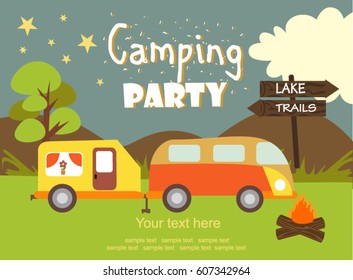 Camping party invitation card