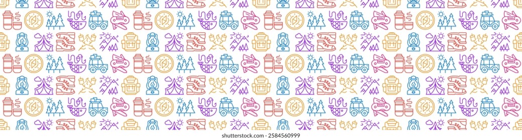 Camping pattern colorfil line style