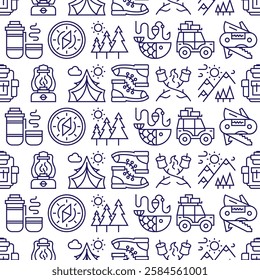 Camping pattern line style for decoration
