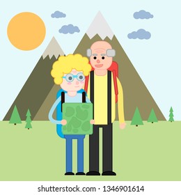 camping pensioners vector