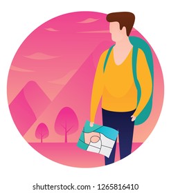 Camping person flat rounded icon design