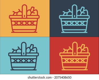 Camping Picnic Basket Logo Template, Simple Flat Icon of picnic,basket,outdoor