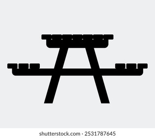 Camping picnic table. Single flat icon on white background. Vector illustration.