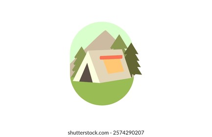 Camping place Flat Vector Landscape