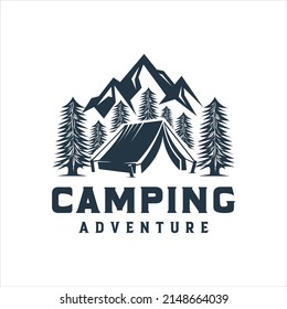 Camping place isolated vector flat icon for nature outdoor trip or scout forest tour adventure
