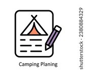 camping planning  vector Filled outline Design illustration. Symbol on White background EPS 10 File 