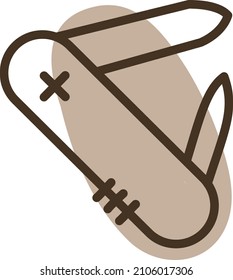 Camping pocket knife, illustration, vector on a white background.