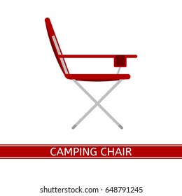 Camping portable chair vector. Picnic folding chair icon in flat design isolated on white background