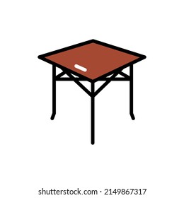 Camping portable table line color icon. Outline pictogram for web page, mobile app, promo