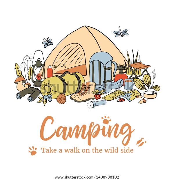 Camping Poster Template Take Walk On Stock Vector Royalty Free