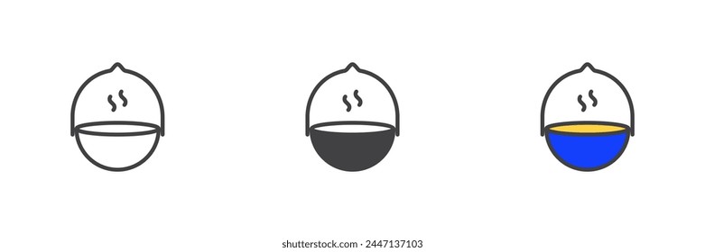 Camping pot different style icon set. Line, glyph and filled outline colorful version, outline and filled vector sign. Symbol, logo illustration. Vector graphics