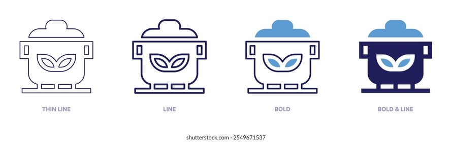 Camping pot icon in 4 different styles. Thin Line, Line, Bold, and Bold Line. Duotone style. Editable stroke.