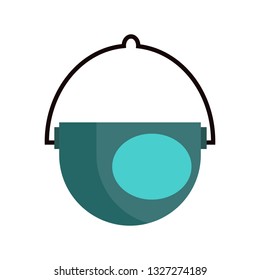 Camping pot. Kettle, pan, cooking, kitchen. Camping concept. Vector illustration can be used for topics like campsite, campfire, expedition, trekking