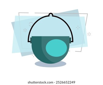 Camping pot. Kettle, pan, cooking, kitchen. Camping concept. Vector illustration can be used for topics like campsite, campfire, expedition, trekking