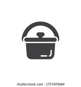 Camping pot vector icon. filled flat sign for mobile concept and web design. Pot with lid and handle glyph icon. Symbol, logo illustration. Vector graphics