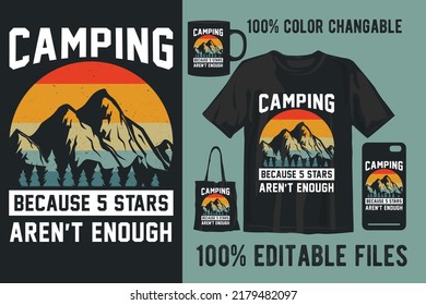 Camping print design vector art