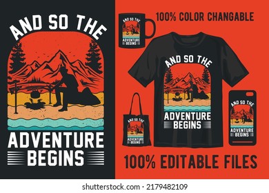 Camping print design vector art