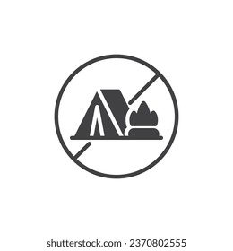 Camping prohibition sign vector icon. filled flat sign for mobile concept and web design. No Camping glyph icon. Symbol, logo illustration. Vector graphics