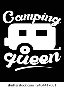 Camping queen - EPS file for cutting machine. You can edit and print this vector art with EPS editor.