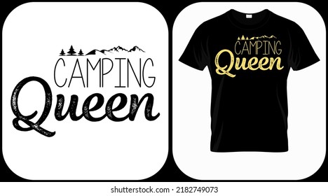 Camping queen. Camping graphics vector, vintage explorer, adventure, wilderness. Outdoor adventure quotes symbol. Perfect for t-shirt prints, posters.
