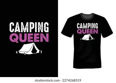 Camping Queen, Camping T shirt design, vintage, typography