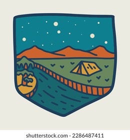 Camping at quiet night graphic illustration vector art t-shirt design