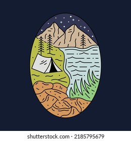 Camping in the quiet place graphic illustration vector art t-shirt design