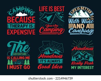 Camping Quotes T-shirt Design Bundle