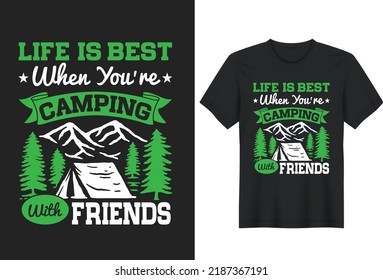 Citas de camping Diseño de camisetas, afiches, tarjetas de felicitación, textiles e ilustración de vectores de etiquetas