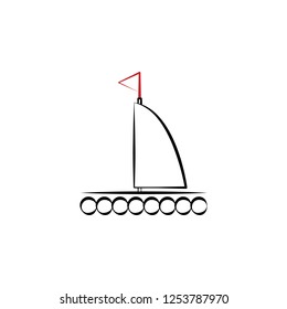 Camping, raft 2 colored line icon. Simple hand drawn color element illustration. Camping, raft outline symbol design from camping set