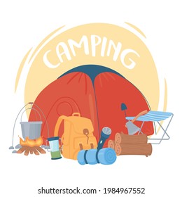 camping recreation adventure equipment poster