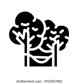 camping relajar el vector de icono de glifo. cartel de relajación de camping. símbolo de contorno aislado ilustración negra