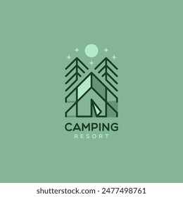 Camping resort logo design template. Vector illustration.