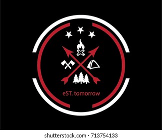 camping retro badge two color